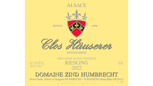 Zind-Humbrecht Riesling Alsace Wintzenheim Clos Häuserer 2022