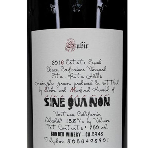 Sine Qua Non Syrah "Subir" SRH Eleven Confessions Vineyard 2016