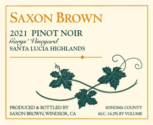Saxon Brown Pinot Noir Santa Lucia Highlands Garys' Vineyard 2021